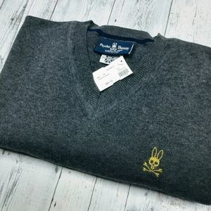 NWT Psycho Bunny Sweater Men's 2XL XXL Pullover 100% Pima Cotton Charcoal